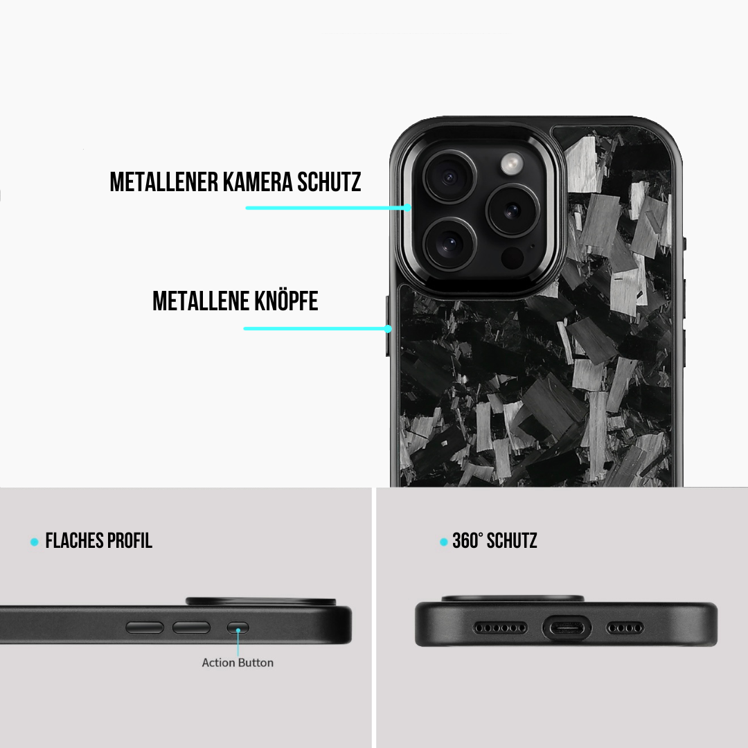Carbon Case mit Metall Flaming-Red