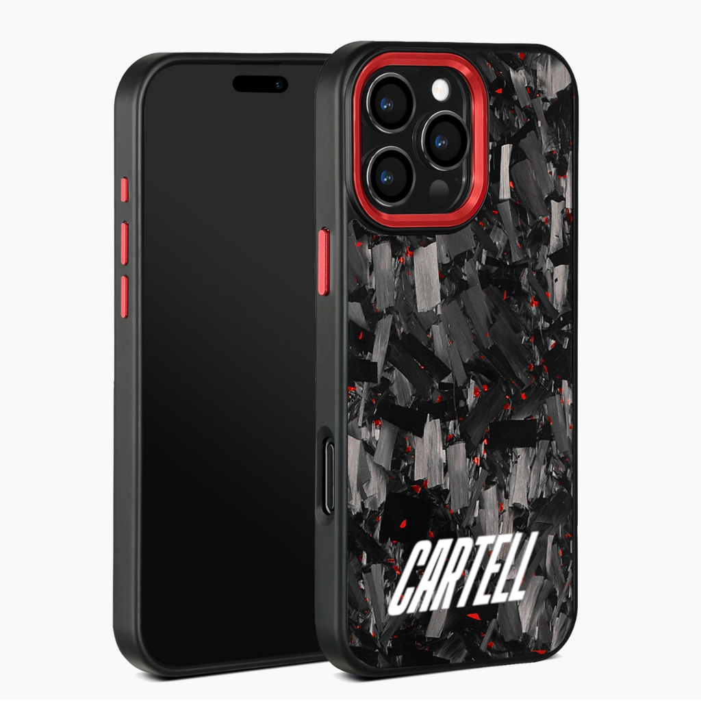 Carbon Case mit Metall Flaming-Red