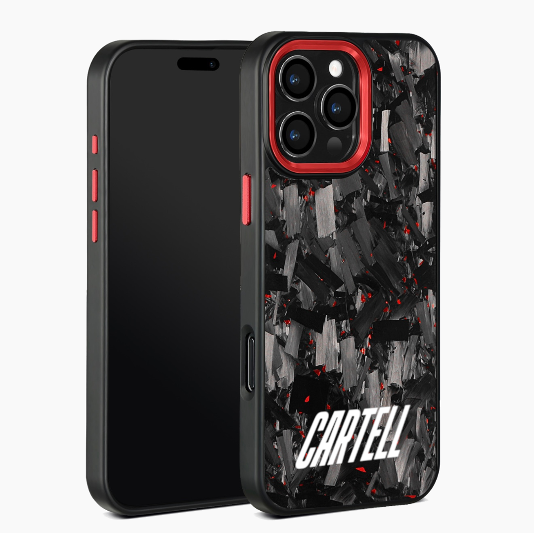 Carbon Case mit Metall Flaming-Red