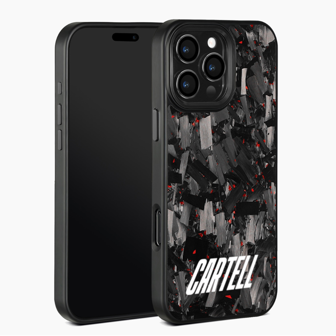 Carbon Case mit Metall Flaming-Red
