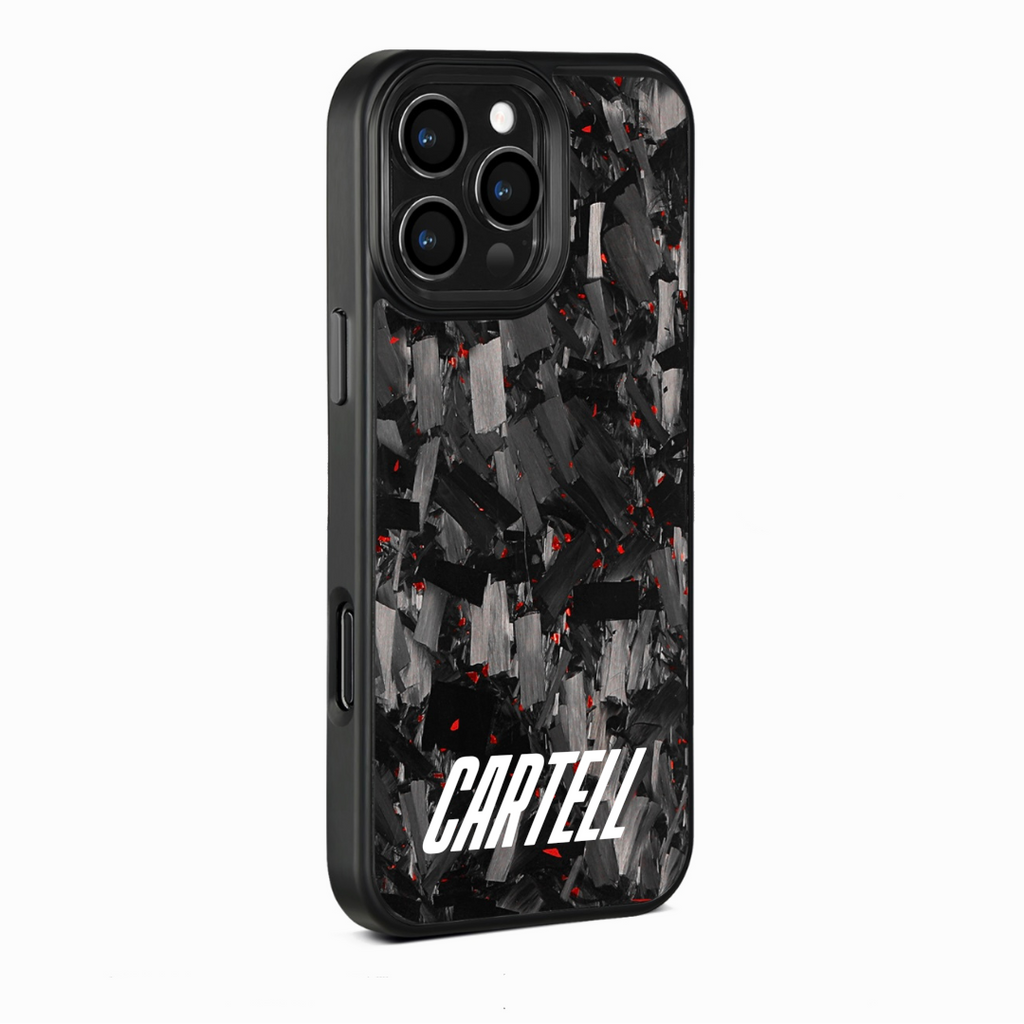 Carbon Case mit Metall Flaming-Red