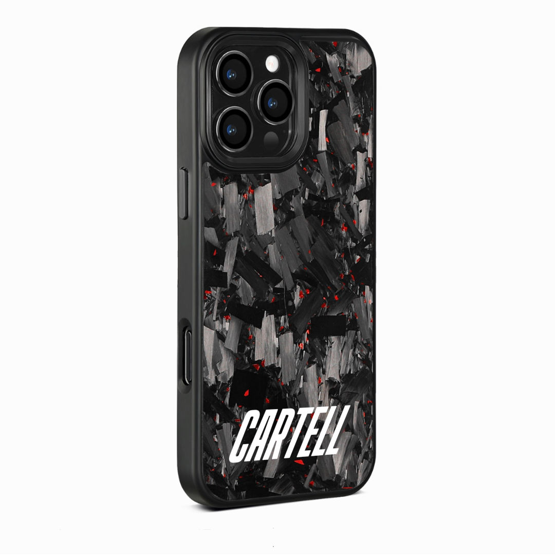 Carbon Case mit Metall Flaming-Red