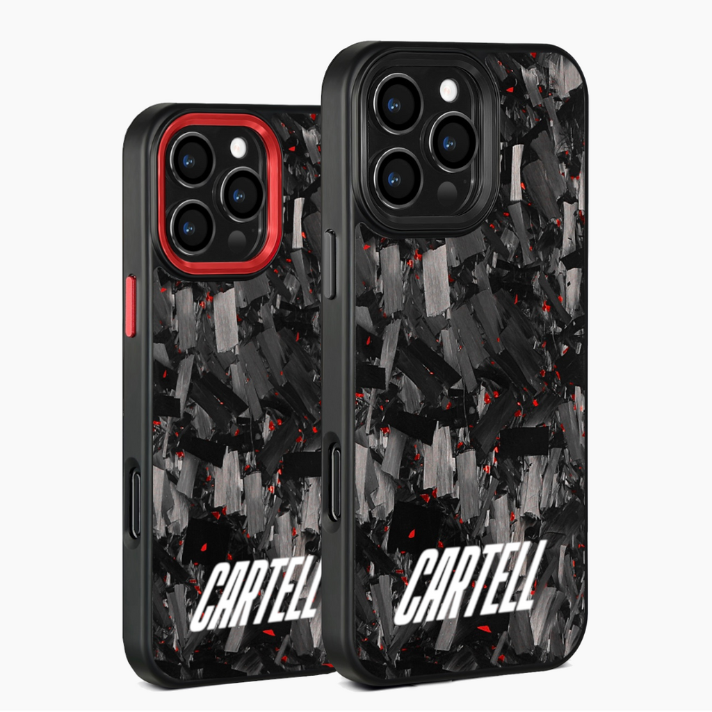 Carbon Case mit Metall Flaming-Red